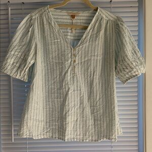 DowneastStriped V-Neck Blouse
